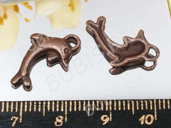 (СКИДКИ!!!) Подвеска Дельфинчик 05 19,5*12*2,5мм античная медь (литьё) (10шт.)