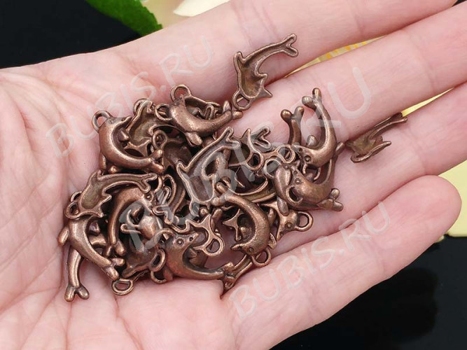 (СКИДКИ!!!) Подвеска Дельфинчик 05 19,5*12*2,5мм античная медь (литьё) (10шт.)