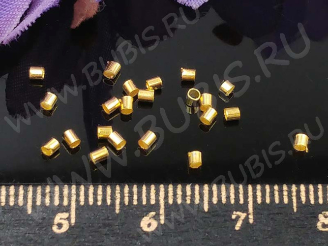 (СКИДКИ!!!) Зажимные бусины 01 трубочки 1,5-2мм золотистые (Brass) (ок.1000шт.)