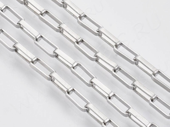 Цепочка S28 Ювелирная сталь прямоугольное звено  8*3*1,5мм цвет платины (Хирургическая сталь) (50см)