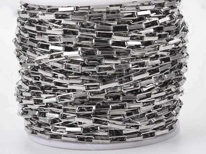 Цепочка S28 Ювелирная сталь прямоугольное звено  8*3*1,5мм цвет платины (Хирургическая сталь) (50см)