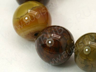 (ОПТ) Бусина округлая 10мм Агат "Вены Дракона" микс (камни) (НИТЬ)