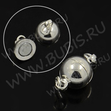 Магнитный замочек №33 Шар с колечками 14*8*8мм и 4мм серебристый (Brass)