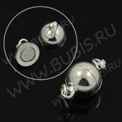 Магнитный замочек №33 Шар с колечками 14*8*8мм и 4мм серебристый (Brass)
