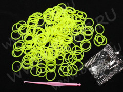 (РАСПРОДАЖА!!!) Набор для плетения браслетов 43 Loom Bands в пакете неоновых ЖЁЛТЫХ непрозрачных (Loom Bands) (200 резинок)