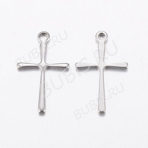 Подвеска Крестик 19 тонкий 16*9,5*0,8мм цвет платины (Хирургическая сталь) 
