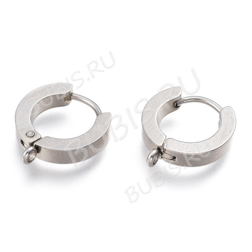 Швензы-кольца №16 Конго с петелькой 15*14*3мм цвет платины (Хирургическая сталь) (1 пара)