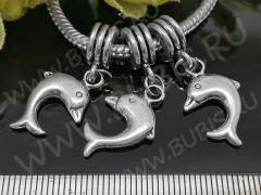 Бейл с подвеской Пандора 43 Дельфинчик 35*13*5мм античное серебро (Pandora Style)