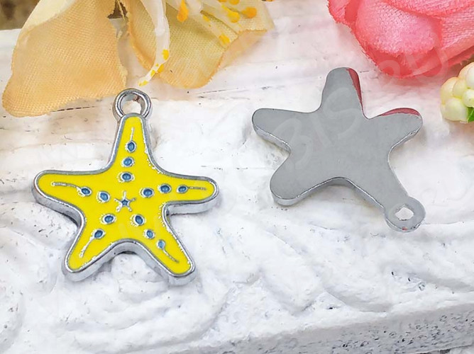 Подвеска Морская звезда 08 20*18,5*1,7мм жёлто-голубая (цветные подвески)
