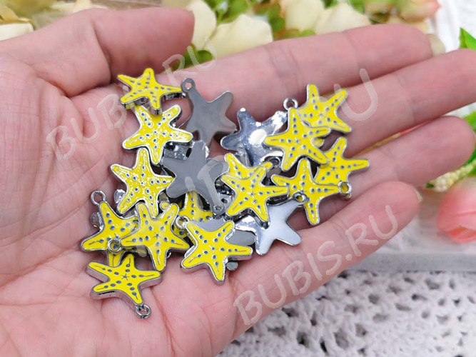 Подвеска Морская звезда 08 20*18,5*1,7мм жёлто-голубая (цветные подвески)