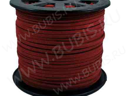 Замшевый шнур 03 плоский 3*1,5мм тёмно-красный (1м)