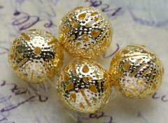 Бусина ажурная 01 &quot;Шарик&quot; 14мм золотистый (Iron) (5шт)