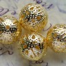 Купить Бусина ажурная 01 "Шарик" 14мм золотистый (Iron) (5шт) с доставкой по России