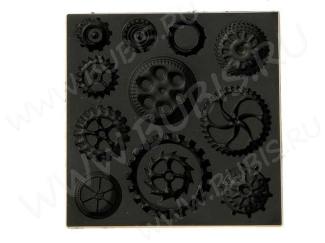 Молд 004 Шестеренки 8*8*0,55см черный (силикон) (инструменты для моделирования)