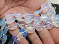 Бусина каменная Сердце 08 14*14*4,5мм Лунный камень синт. (Опалит) (камни)