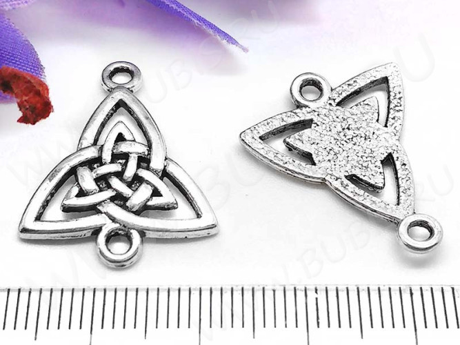 284 Коннектор Трикветр 24,5*19,5*2,5мм античное серебро (литьё)