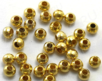 (СКИДКИ!!!) Бусина Шарик металлический 2мм золотистый (Iron) (ок.350шт.)