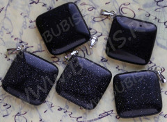 Подвеска Ромб 01 33*24,5*6,5мм Авантюрин т.синий имит. (камни)