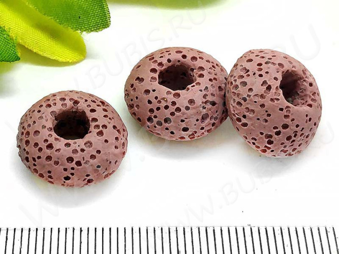 Бусина Пандора 071 Рондель каменный 16*16*9мм Лава т.розовая (камни) (Pandora Style)