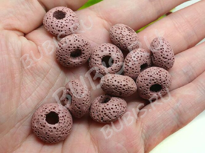 Бусина Пандора 071 Рондель каменный 16*16*9мм Лава т.розовая (камни) (Pandora Style)