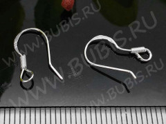 Швензы-крючки №061 серебро с пробой 925 13*10*0,6мм серебристые (Sterling Silver) (1 пара)