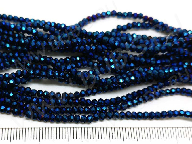 Бусина кристалл гранёный абакус 3*3*2мм синий с бензином непрозрачный (имитация Сваровски) (50шт.)