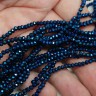 Купить Бусина кристалл гранёный абакус 3*3*2мм синий с бензином непрозрачный (имитация Сваровски) (50шт.) с доставкой по России