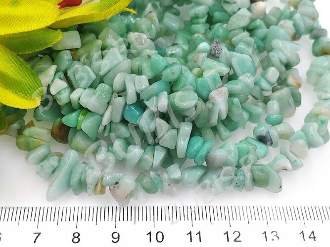 Крошка (галтовка) каменная 171 5-9мм Амазонит зеленоватый натуральный (камни) (нить 43-45см)