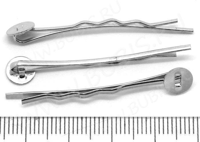 (СКИДКИ!!!) Основа (заготовка) для заколки №12 "невидимка" с платформой 7-8мм 42,5*7*4,5мм цвет платины (Iron) (10шт.)