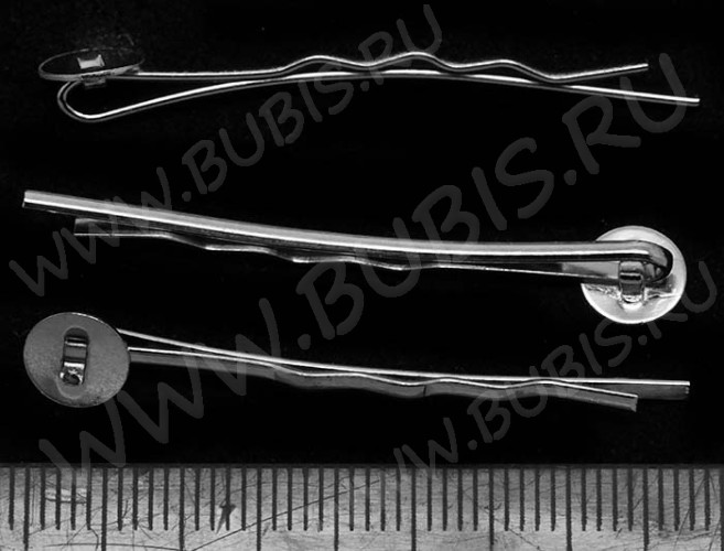 (СКИДКИ!!!) Основа (заготовка) для заколки №12 "невидимка" с платформой 7-8мм 42,5*7*4,5мм цвет платины (Iron) (10шт.)