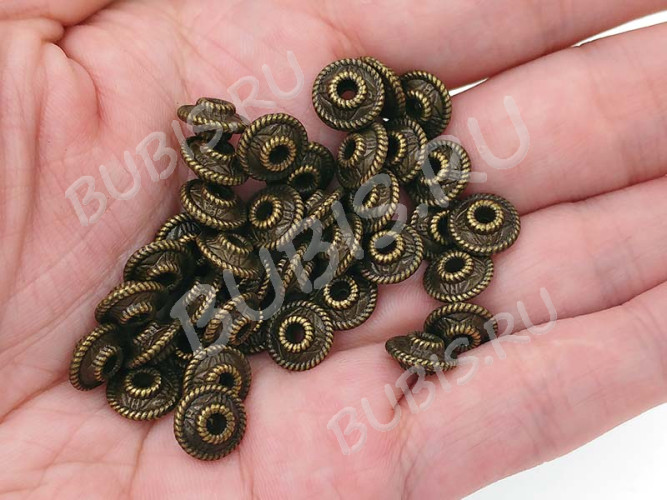 (СКИДКИ!!!) Рондели 077 Юлы 9*9*4,3мм античная бронза (литьё)(10шт)