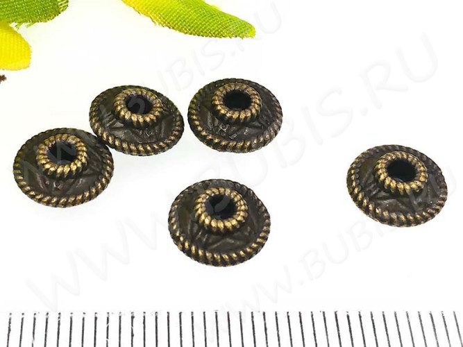 (СКИДКИ!!!) Рондели 077 Юлы 9*9*4,3мм античная бронза (литьё)(10шт)