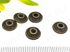 (СКИДКИ!!!) Рондели 077 Юлы 9*9*4,3мм античная бронза (литьё)(10шт)