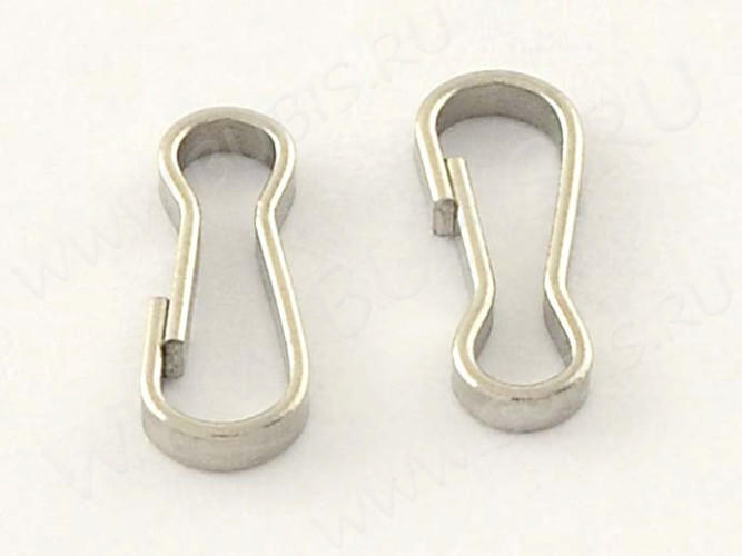 Замочек карабин №066 простой 9,2*3,7*1,2мм цвет платины (Хирургическая сталь) (10шт)