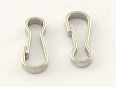 Замочек карабин №066 простой 9,2*3,7*1,2мм цвет платины (Хирургическая сталь) (10шт)