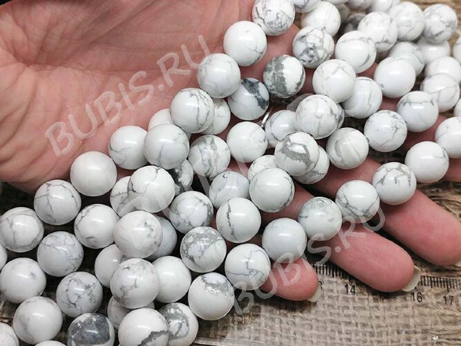 (СКИДКИ!!!) Бусина округлая 12мм Кахолонг белый (камни) (10шт)
