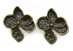 Пуссеты (&quot;гвоздики&quot;) №071 цветочек 24*21*15мм античная бронза (литьё) (1 пара)