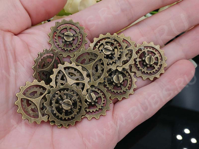 (СКИДКИ!!!) Шестерёнка 16 21,5*21,5*4мм античная бронза (литьё) (Steampunk) (10шт.)