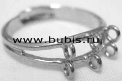 Основа (заготовка) для кольца 023 18мм с 6ю петельками цвет платины (Brass)