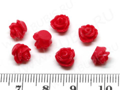 (СКИДКИ!!!) Кабошон декоративный 13 Розочка 7,5*6,5*5,5мм красная непрозрачная (резин) (10шт.)