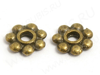 (СКИДКИ!!!) Рондели 033 Дейзи 6*6*1,2мм античная бронза (литьё) (100шт.)