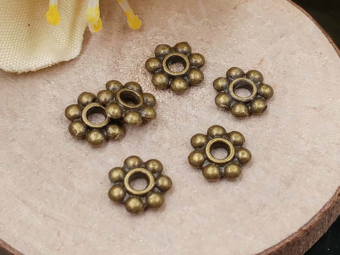 (СКИДКИ!!!) Рондели 033 Дейзи 6*6*1,2мм античная бронза (литьё) (100шт.)