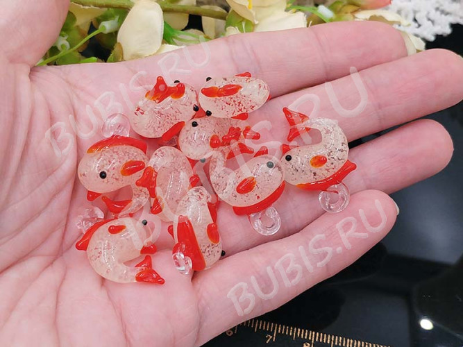 Подвеска Дельфинчик 01 3D светонакопительный 25*21*9,5мм красный прозрачный (Lampwork)
