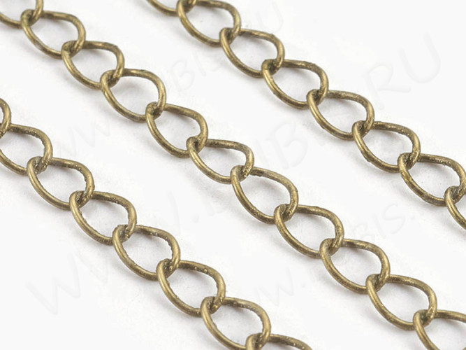 Цепочка C28 простая кручёная паяная неразъёмная 5*3,3*0,4мм античная бронза (Brass) (50см)