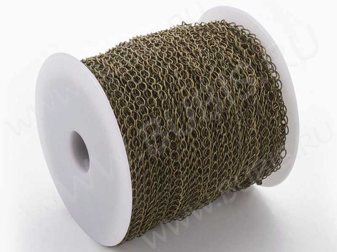 Цепочка C28 простая кручёная паяная неразъёмная 5*3,3*0,4мм античная бронза (Brass) (50см)