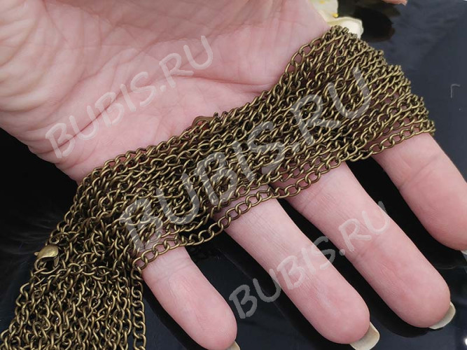 Шнур с замочком 41 Цепочка для кулона 3,5*2мм античная бронза (Iron) (80см)