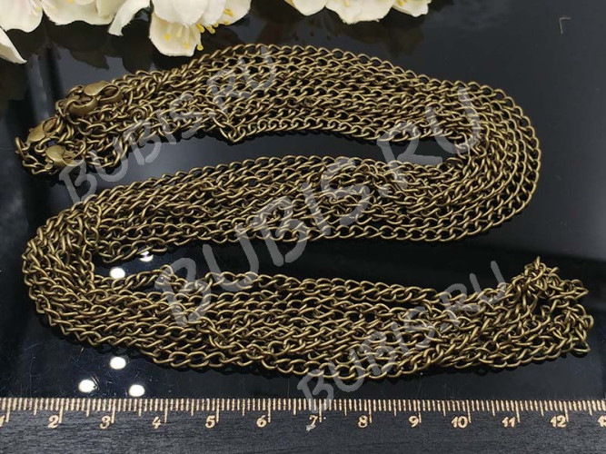 Шнур с замочком 41 Цепочка для кулона 3,5*2мм античная бронза (Iron) (80см)