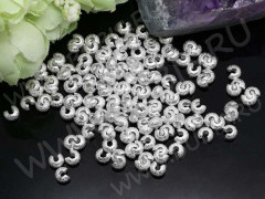 Обжимная бусина 07 разъёмная покрывная сахарная 4*4*3,5мм серебристая (Brass) (10шт.)