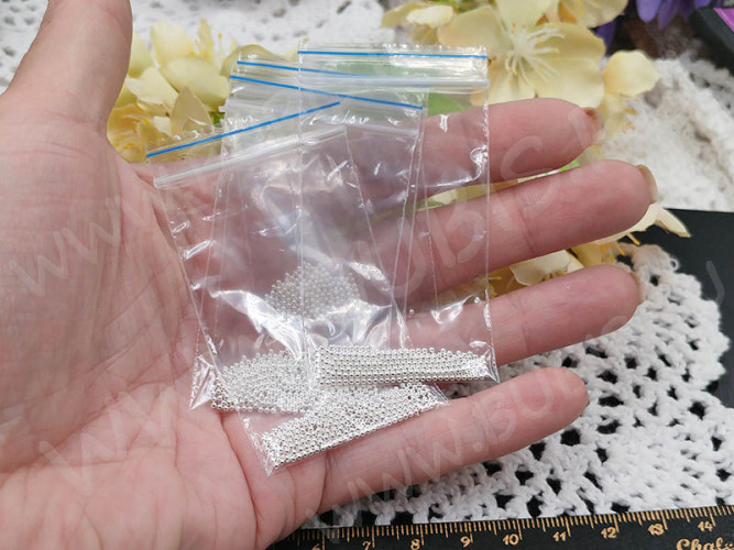 Наполнение для смолы и бутылочек 094 бульонки микробисер шарики без отверстий 1,2мм серебристые (декор) (300шт.)