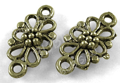 066 Коннектор Цветочек прямоугольный 16*8*3,5мм античная бронза (литьё)